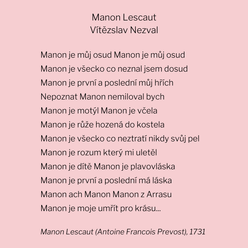 milostná báseň Manon Lescaut přeložená Vítězslavem Nezvalem